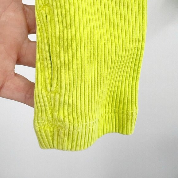 Agolde Bea Bodysuit XS Citron Neon Green Cutout Asymmetrical Thong - Picture 3 of 8